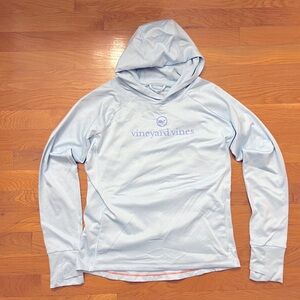 Girls Vineyard Vines sweatshirt. Size XL (14-16). Pale aqua color w/purple trim
